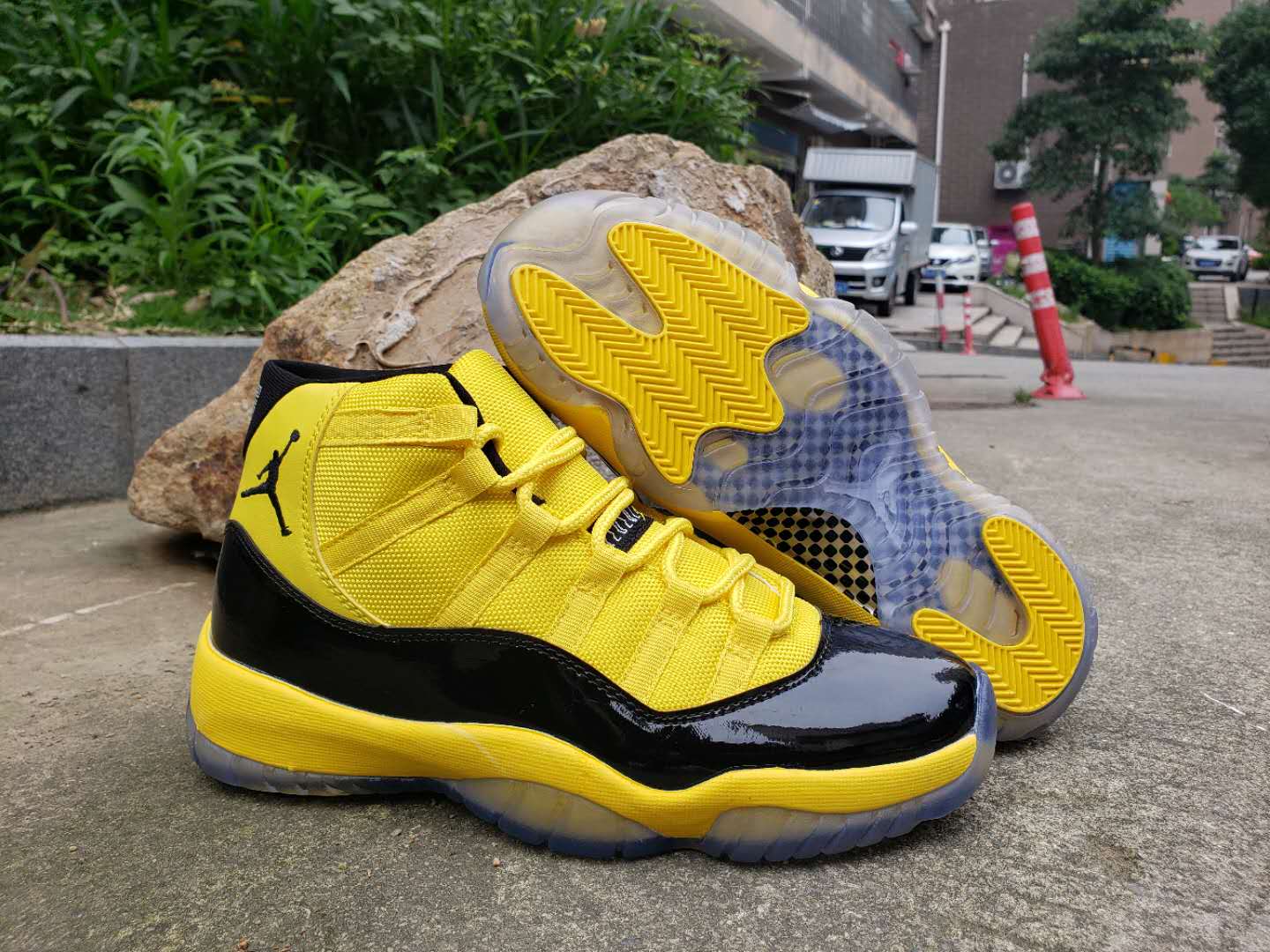 Air Jordan 11 High Bumblebee Yellow Black Shoes - Click Image to Close